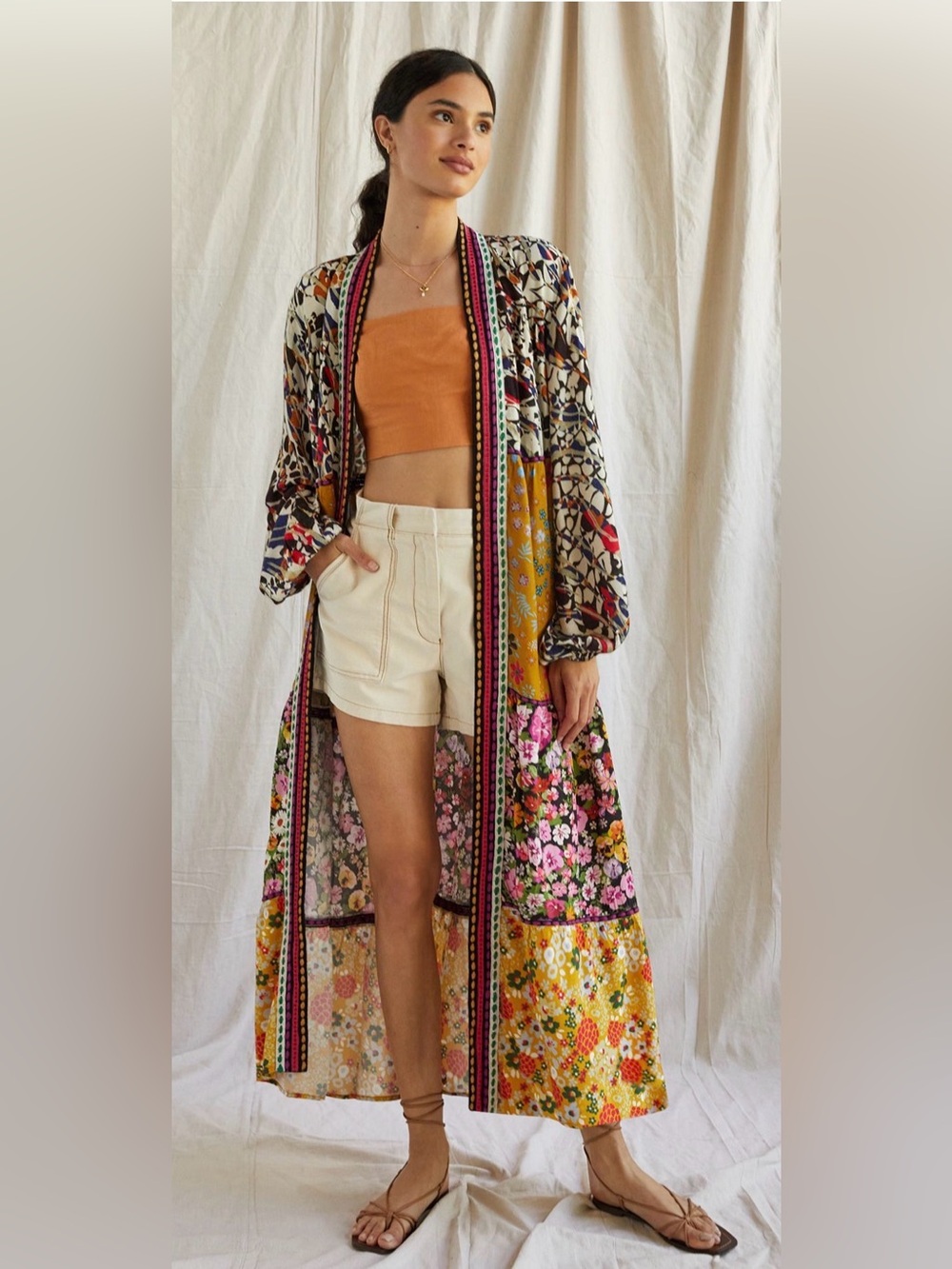 Preowned Anthropologie Conditions Apply Retro Tiered Kimono One Size